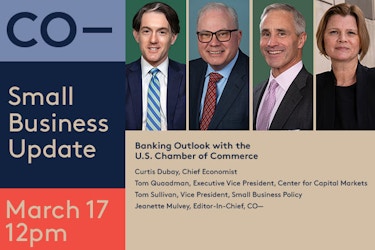 Graphic of event information and speakers from the USCC's Small Business Update, which took place March 17.
