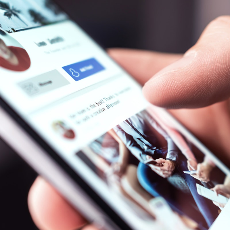 Phone screen with facebook account